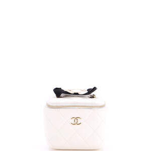 Chanel Mini Camellia Bow Vanity Case with Chain Quilted Lambskin